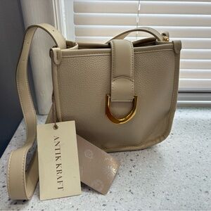 Antik Kraft Tan Crossbody Bag with Gold Accent